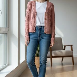 Wild Fable Pink Cable Knit Cardigan